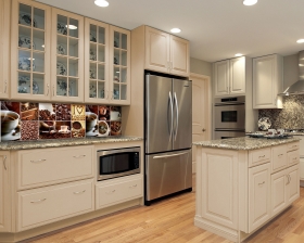 Kitchen with light colored cabinetry