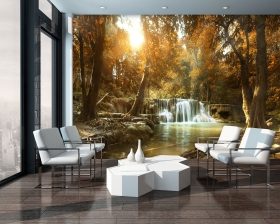 Minimalist living room interior with white brick wall and chairs
