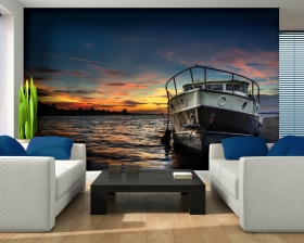 Interior of the modern design room with orange jalousie 3D rendering
