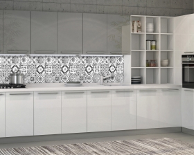 White glossy kitchen in an interior
