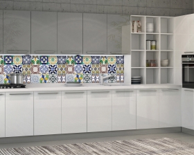 White glossy kitchen in an interior