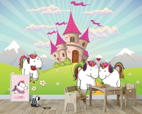 mock up wall in child room interior. Interior scandinavian style. 3d rendering, 3d illustration