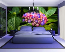 Modern luxury elegant bedroom interior, chandelier front