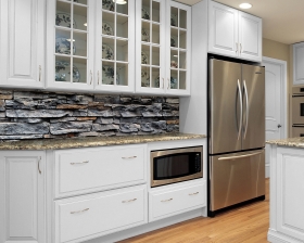 Kitchen with light colored cabinetry
