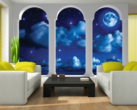 Interior of the modern design room with orange jalousie 3D rendering